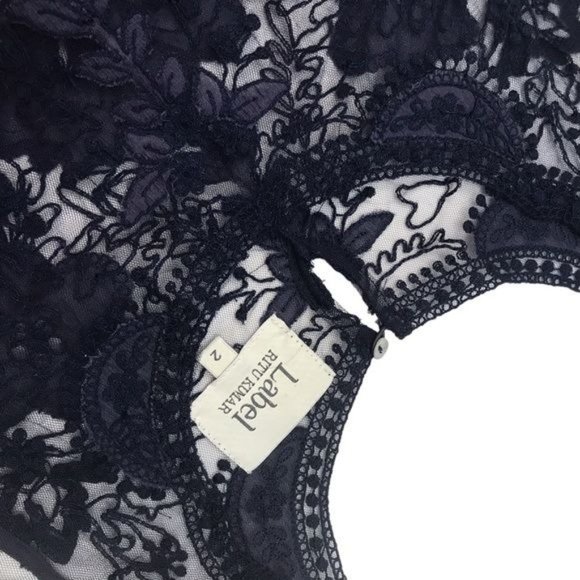 LABEL RITU KUMAR Mesh Floral Embroidered Top Size 2 - Picture 2 of 12